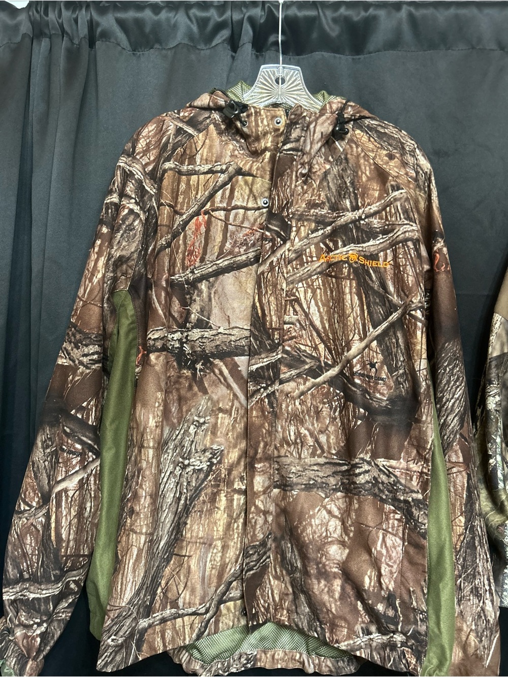 Arctic Shield  Brown & Olive Camo Performance Hooded Jacket with Orange Logo
